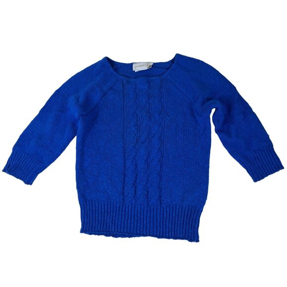 Deloache Heathmoor Cable Knit Sweater Women's S Blue Crewneck Raglan Pullover - Picture 1 of 4
